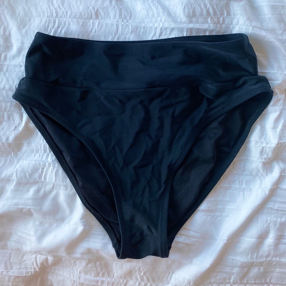 High waisted black bikini bottoms
